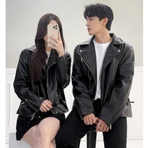 반해써 XS-XL 남녀공용 커플 오버핏 라이더자켓 가죽자켓 O_S001