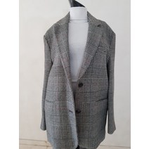 [중고] 018 톰보이 오버핏 모직 체크자켓 55~66 (NB10653)