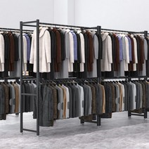 의류 매장 진열대 옷걸이 남성 여성 다층 행거, 블랙 2레이어 200x50x200