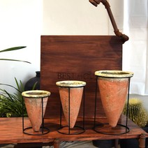 토분 화분빈티지 세라믹 철제스텐드 꼬깔 대 20x30cm국산 이태리 수제 미니 대형 블루베리, 상품선택, 물구멍o