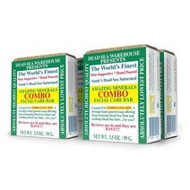 Dead Sea Warehouse Amazing Minerals 콤보 페이셜 케어 바 - 99.2g(3.5온스) - 사해 소금 및 진흙 비누 - 천연 - 콤비네이션 스킨 클렌저 -