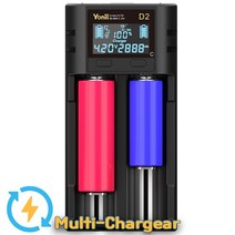 프로칸 Yonii 다기능 18650 LCD 2구충전기 21700 26650 리튬 이온 배터리, 18650 충전거치대(D2)+아답터5V 2A