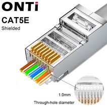 ONTi 10/50/100pcs CAT5E CAT6 플러그 RJ45 커넥터 네트워크 케이블을 통한 50U 금도금 엔드 패스 모듈러 8, 02 CAT5E Shielded_02 50pcs
