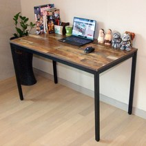 다인가구 빈티지 스틸책상 컴퓨터책상 PC책상 조립식 책상 초등학생책상 학생책상 독서실책상 게이밍책상, 1200브라운