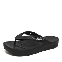 [크록스] 클래식 플랫폼 플립플랍 블랙 여자 슬리퍼 쪼리 신발 207714-001