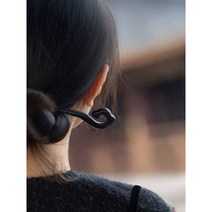 비녀 백단향 머리핀 흑단 수제 고급원목 비녀, 흑단풍우우아한