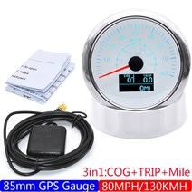 자동차 도막측정기 오토바이 요트 보트용 안테나와 85mm GPS 속도계 자동차 방수 주행 거리계 조정 가능한, WS 80MPH