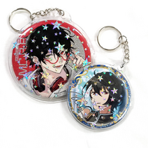 [당일출고] 애니 아이돌 덕질 굿즈 보관 별 홀로그램 원형 PVC 키링 뱃지 커버 열쇠고리