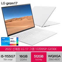 LG그램 2022 신제품 17ZD95P-GX76K 인텔i7 화이트 노트북, Free DOS, 16GB, 512GB, 코어i7, 스노우화이트