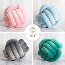 북유럽풍 덴마크 KNOT 공 하이스판 크리스탈 융털 소파 베개 장식 핸드메이드 라탄 꼬임 독창적 허그 4573343044, 용 카드다 다크그린