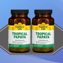 Country Life 컨트리 라이프 트로피컬 파파야 츄어블 웨이퍼 500정 1+1 파파인 프로테아제 알파아밀라아제 함유, 2개