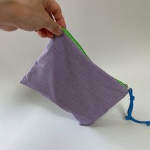 체크 지퍼 사각 파우치