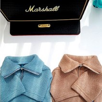 아지하루 강아지옷 터틀넥 반집업 니트, 블루