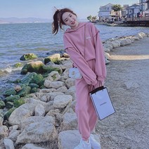 위위브렌 여성 루즈핏 후드티 트레이닝복 상하의 세트