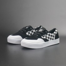 스케이트보드화 스케이트보드화 지모 팝콘 바닥 충격 흡수 내마모성 발가락까지덮는스타일 스웨이드 전공 남녀 화이트와블랙격자 바둑판