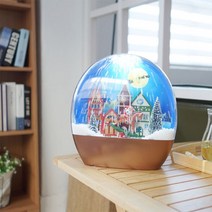 DS-S792타원돔 눈내리는 산타마을 LED 오르골, 화이트