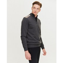 21FW [populet]그레이 체크배색 울 반집업니트 WGSW1D101G2