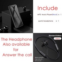 MP3 플레이어 btsmone 새 버전 mp3 음악 지원 블루투스 시끄러운 스피커 및, 협력사, 64GB, 검은색 이어폰