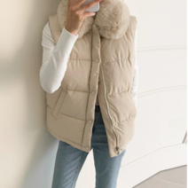 NewCare여성 카라 패딩조끼 똑딱이