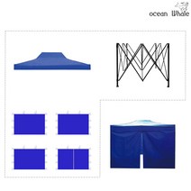 오션웨일 접이식 야외 천막 3x4.5 ABC세트 (지붕+프레임+심플바람막이 4면) 주차 행사용 포장마차 캐노피 천막, (ABC세트)레드