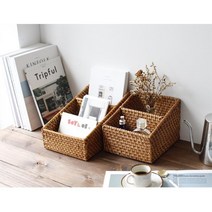 라탄 발리느낌 소품 정리함 수납칸 2size 커피정리함, 1개, 2칸