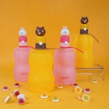 라인프렌즈 실리콘 워터백 브라운 코니 물병 캠핑물통 어린이 초등학생물통 접이식 야외보틀 어린이워터백, 코니(핑크)워터백 x 2개