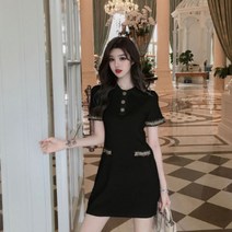 결혼식 하객 앞단추 원피스 20대 블랙 화이트 44원피스 휴가 여행 단아한원피스