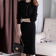 베스트칩 골지 슬림 라운드 원피스