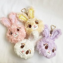 체크 러블리 토끼 동전지갑 미니파우치 키링 4Colors