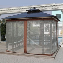 원두막 야외 정자 테이블 의자 세트 카페 꾸미기, 3x4m_커튼SET