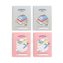 인디고어린이 초등 영어 노트 좁은칸 학교생활 고학년 (3-6), 4개, 그레이+핑크