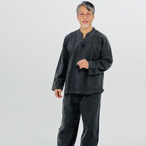 목단추 남자 생활한복 봄 가을 남성 개량 한복 상하의 상품 40년 전통 국내제작 면100% 먹색