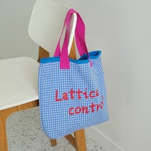 비비드 체크 에코백 장바구니 비치백 데일리 가방 캐주얼 3컬러