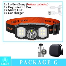 BALDR 휴대용 COB LED 전조 등 내장 배터리 USB 충전식 미니 토치 라이트 야외 조명 캠핑, 07 G Packing_03 UK