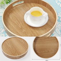 손잡이 원형 우드트레이(30CM) 베이커리트레이 옻칠트레이 디저트트레이