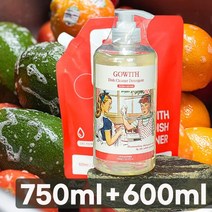 천연 계면활성제 주방 세제 야채 과일 세척용 1종 세척제 750ml+리필600ml, 단품