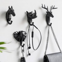 [젊은이마켓] 헌팅트로피 접착식 후크 걸이 (블랙) 차키 가방 고리 현관 도어훅, 헌팅트로피(블랙-유니콘)