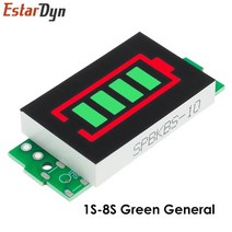 휴대용 배터리 잔량 체크 1-8S 1S/2S/3S/4s 단일 3.7V 리튬 용량 표시기 모듈 4.2V 디스플레이 전기 자동차 전원 테스터 이온, [05] 1S-8S Green General