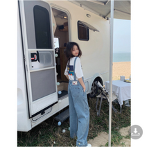 루루뷰티패션 체리 패치드 연청 오버롤 E0181