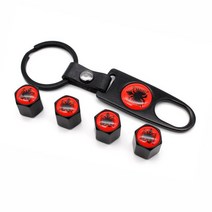 자동차 휠 5개/대 알바니아 플래그 스타일 도난 방지 자동차 바퀴 공기 타이어 밸브 가죽 버클 캡 렌치 링, 02 Black