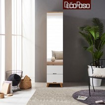 데코로쏘 그레이스 400 투서랍 유리장롱, 화이트