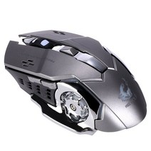 무선 레이저 게이밍 마우스 x8 게임 충전식 자동 led 백라이트 usb 광학 인체 공학적 게임 lol 서핑 게이머 pc, 메탈 그레이, 협력사