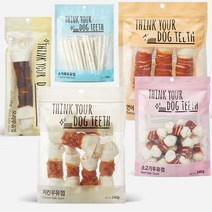 더주스 띵크유어독 Think Your Dog Teeth 치킨 연어 오리 소고기 소가죽 딩고 우유껌 강아지껌 개껌 모음, 15개입