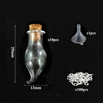 [케이로] 473066 코르크 마개가 있는 소형 미니 유리병 항아리 100 개 아이 나사 및 1 작은 깔때기 DIY 보석 만들기 5-10, [02] 2HA set, 2HA set