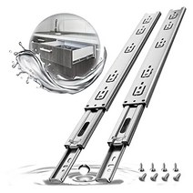 미닫이문레일 스테인레스 스틸 서랍 슬라이드 전체 확장 금속 볼 베어링 주방 3 섹션 방수 캐비닛 러너 글라이드, 03 20 pairs, 05 350mm