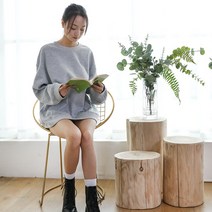 통나무 스툴 의자 나무 그루터기 단단한 부두 라운드 로그 기본 의류 매장 앉아 가정용 커피 테이블, 높이 30 구경 21-24cm