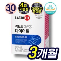 종근당 건강 락토핏 솔루션 다이어트 유산균 체지방 감소 유산균 증식 유해균 억제 배변활동 원활 장 건강 도움 락토 바실러스 복합물 프락토 올리고당 함유 종건당 락토픽 유상균, 3개, 30캡슐