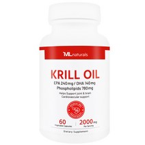 [미국빠른직구] 마이라이프 내추럴스 크릴 오일 2000mg (인지질 61% 아스타잔틴 1500mcg) 60정