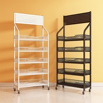 슈퍼마켓 스낵 선반 음료 소형 식품 장난감 진열대, 흰색 4단50-27-140cm바퀴+후크15개