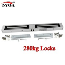 도어락 자석 자물쇠 180KG 350lbs 500KG 전기 DC 12V 문 접근 제한, 본상품_280kg Double Locks